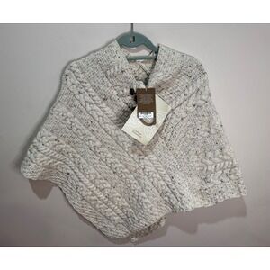 Aran Sweater Market‎ 100% Merino Wool Poncho NWT One Size Oatmeal Multi